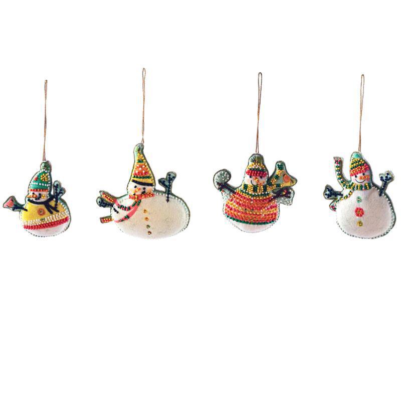 Cotton Velvet Snowman Ornament – Embroidery & Glass Beads