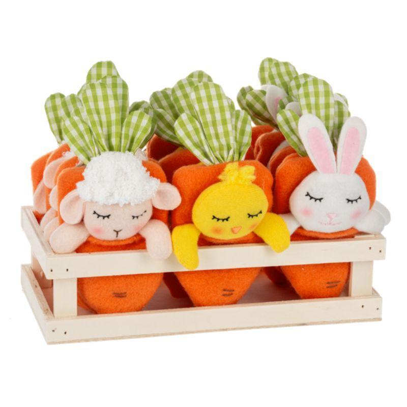 Cozy Carrot Easter Ornament – 7" Plush & Plywood Decor