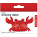 Kikkerland Crab Kitchen Timer in red, shown in its retail packaging with a white and red backing card.