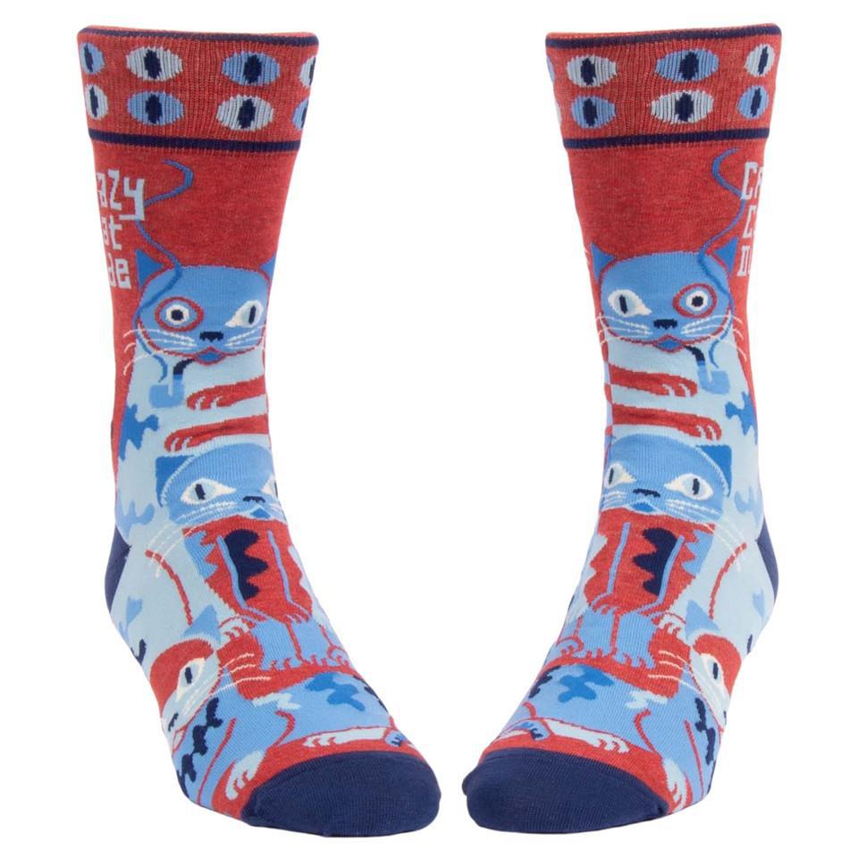 Crazy Cat Dude Men’s Socks – Funny Cat Lover Crew Socks