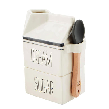 Cream and Sugar Ceramic that looks like a Carton Set.