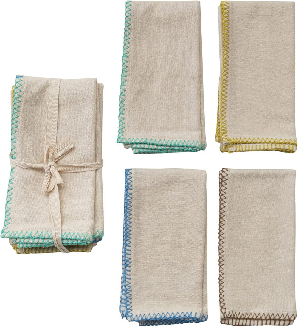 Creative Co-Op 4-Piece Cotton Napkin Set – Multicolor Charm