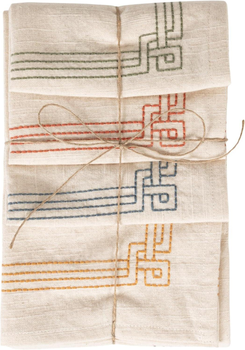 Textile with geometric patterns on a beige background