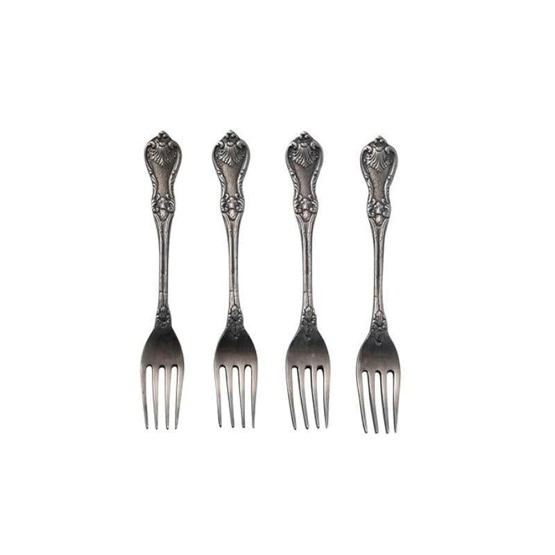Creative Co-Op Embossed Brass Fork – Antique Silver Finish