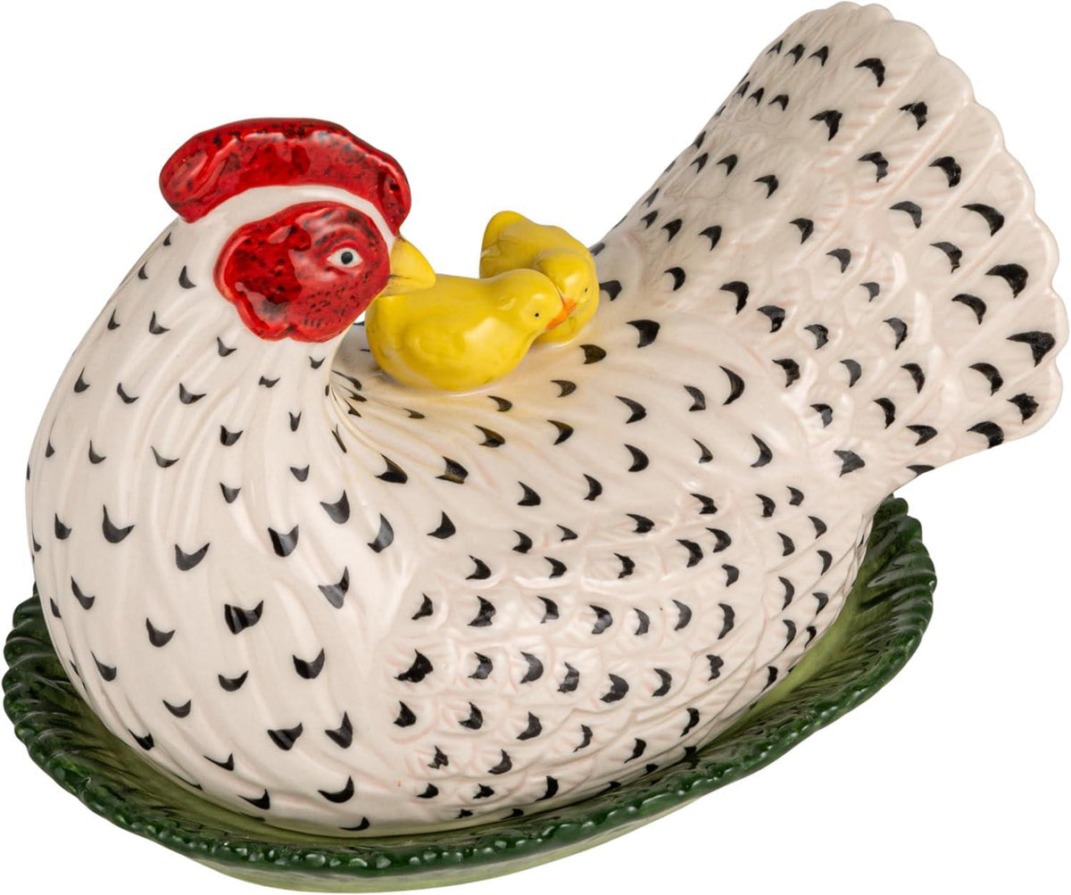 Hen Shaped Butter Dish with Chicks main image 1