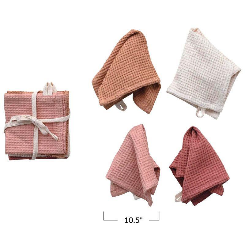 Creative Co-op Square Woven Linen & Cotton Waffle Kitchen Dish Cloths, Set of 4