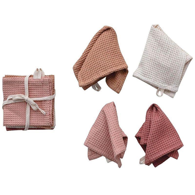 Creative Co-op Waffle Weave Dish Cloths – Set of 4, Multicolor