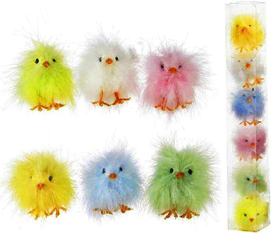 Cuteness Overload: Box of 6 Assorted Fluffy Chicks, 3 Inches Each!