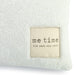 Text 'me time the rest can wait' on a textured white fabric background