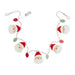 Decorative string with Santa Claus faces and red beads on a white background