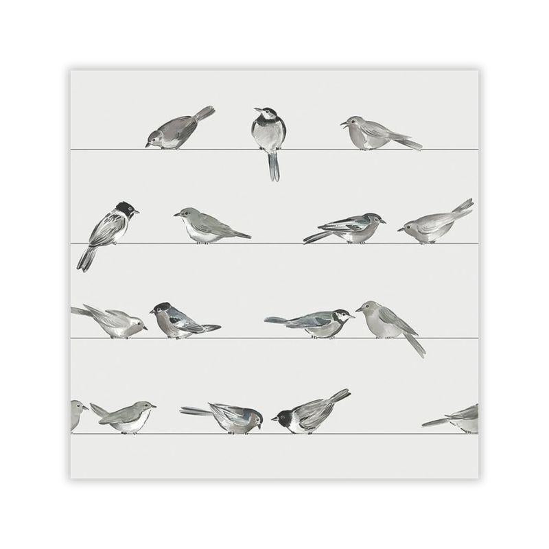 Pattern of black and white birds on a white background