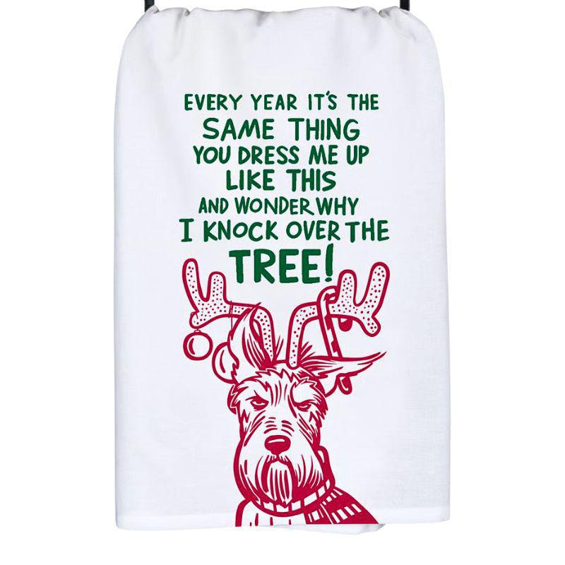 Dog Why I Knock Over The Tree Kitchen Towel – Funny Holiday Towel