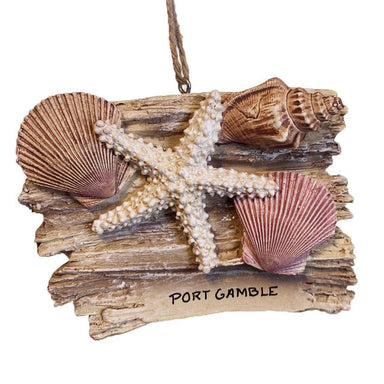Driftwood with Shells Resin Ornament