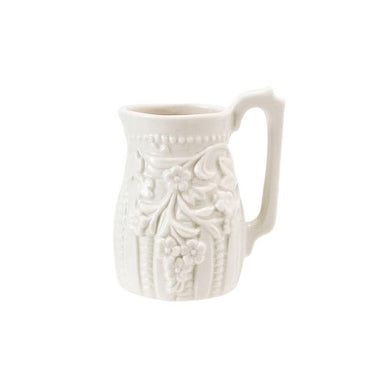 Embossed Stoneware Vintage Creamer – 2oz White Charm