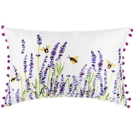 Embroidered Lavender Field Pillow