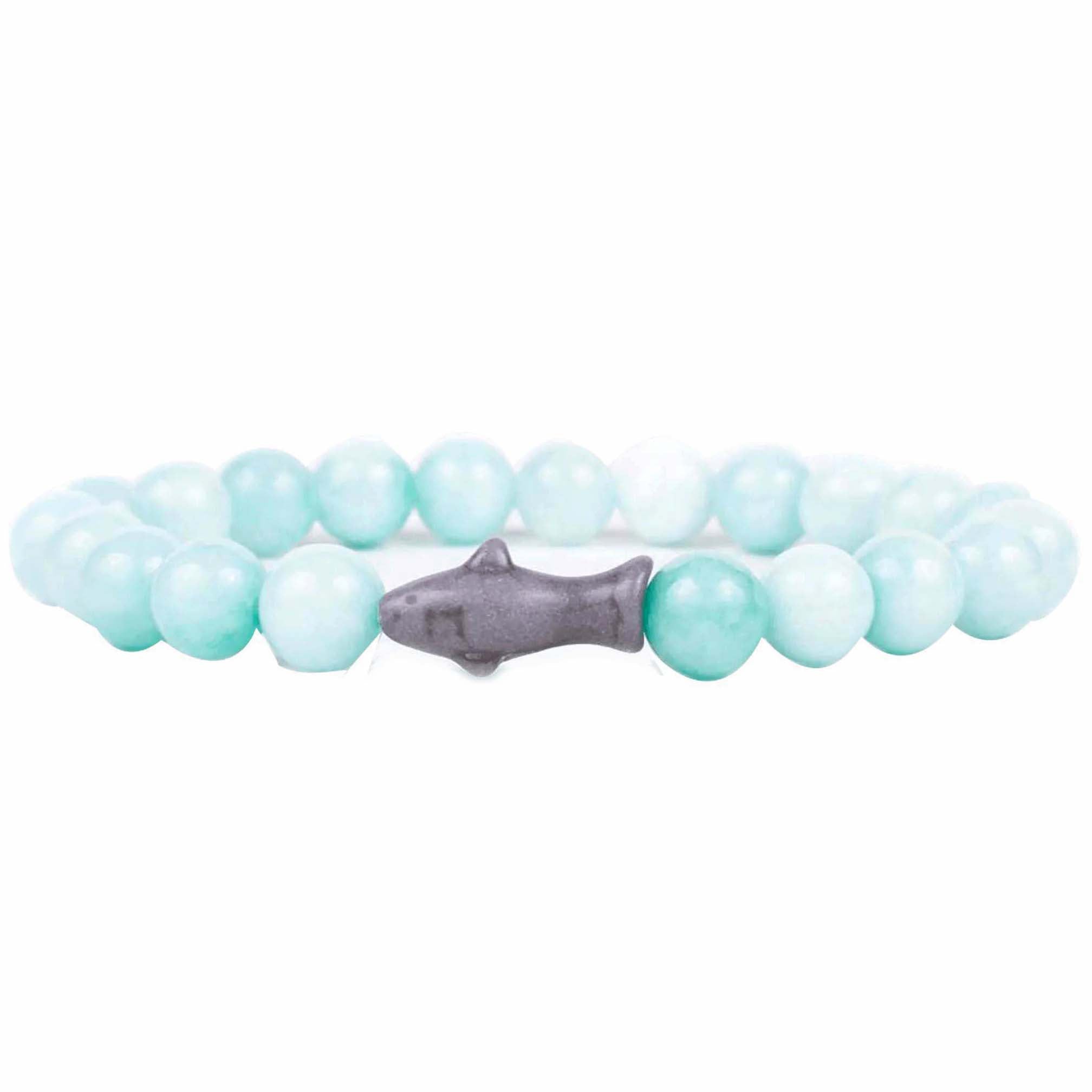 blue beads  with shark bracelet