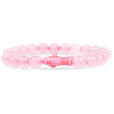 pink quartz beads  with pink shark bracelet