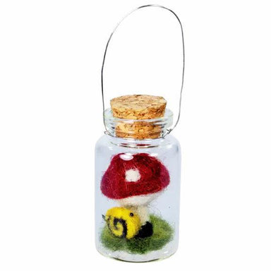 Fairy Mushroom & Snail Bottle Ornament: Enchanting Micro-Decor
