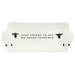 White sheep-shaped dish with black text on a white background