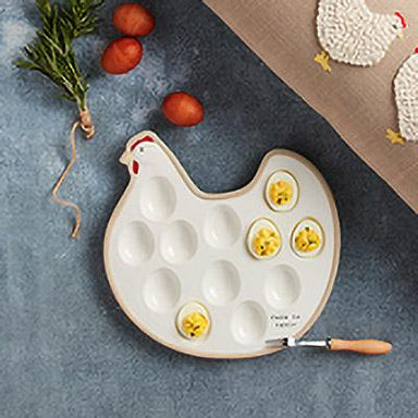 Farmhouse Feast: Hen Deviled Egg Platter Set, Rustic Elegance!