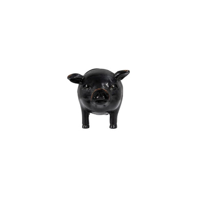 Black pig-shaped object on a white background