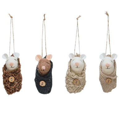 Felt Baby Mouse in Swaddle Ornament – 2.75"