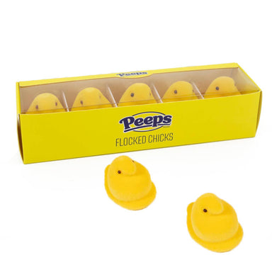 Flocked PEEPS® Delight: Boxed Set of 5, 1.65" Classic Yellow Chicks!