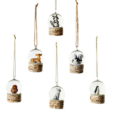 Forest Animal Mini Snow Globe Ornaments - 1.75" Glass, Sold Individually
