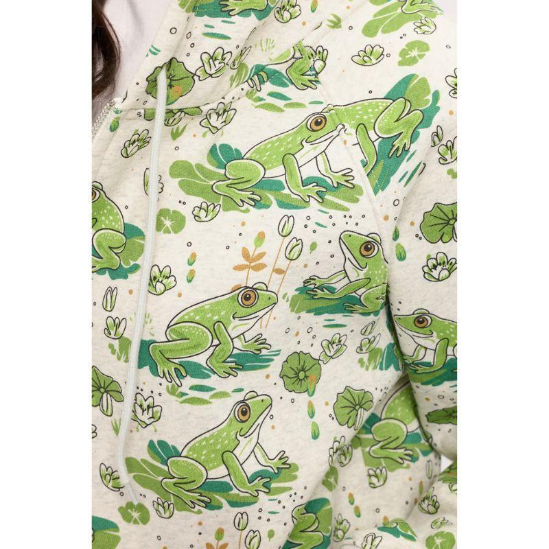 Frog & Lily Pad Zip Hoodie – Cozy Whimsical Nature Style