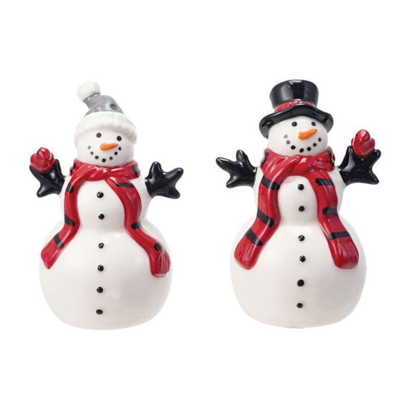 Frosty Friends Stoneware Snowmen Salt & Pepper Shakers – Set of 2