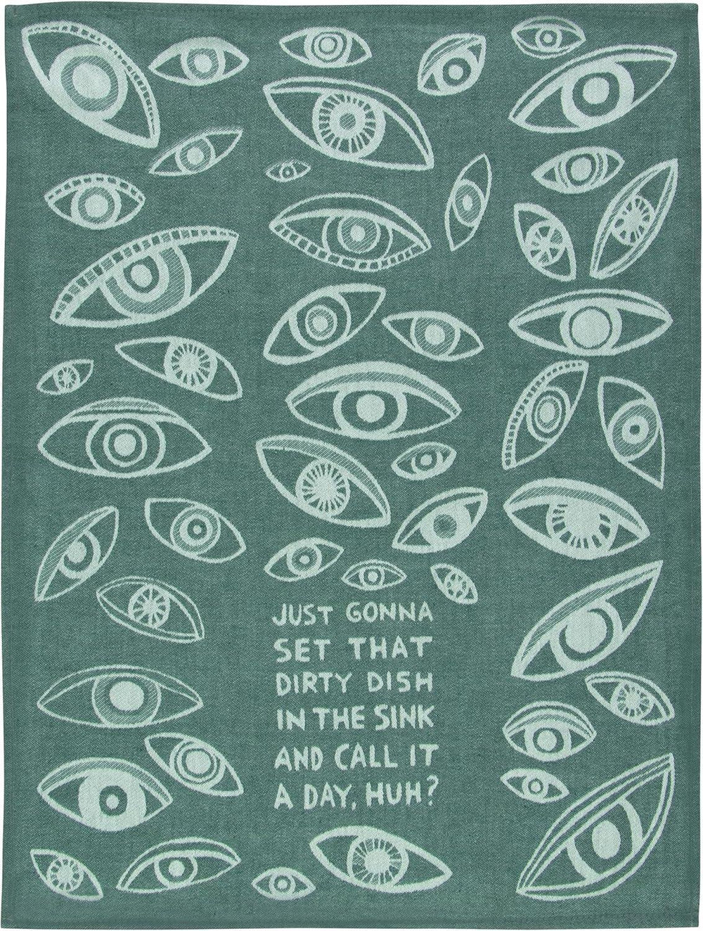 Funny Blue Q Dish Towel – “Dish In the Sink” Woven Cotton Towel