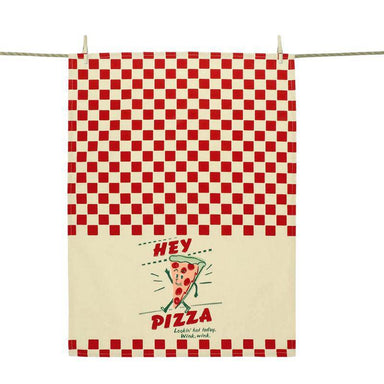 Funny Blue Q Dish Towel – Hey Pizza Lookin’ Hot Today 