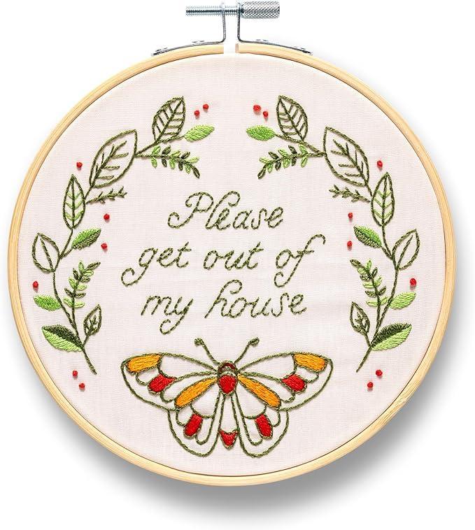 Funny “Please Get Out” Embroidery Kit – Beginner DIY Craft