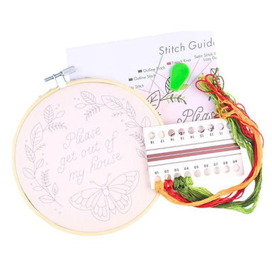 Funny “Please Get Out” Embroidery Kit – Beginner DIY Craft