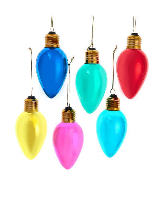 Glass Oversized C7 Bulb Ornament – Assorted Retro Holiday Colors