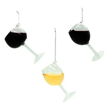 Glass Wine Glass Ornaments - Festive Home Decor, 4-Inch