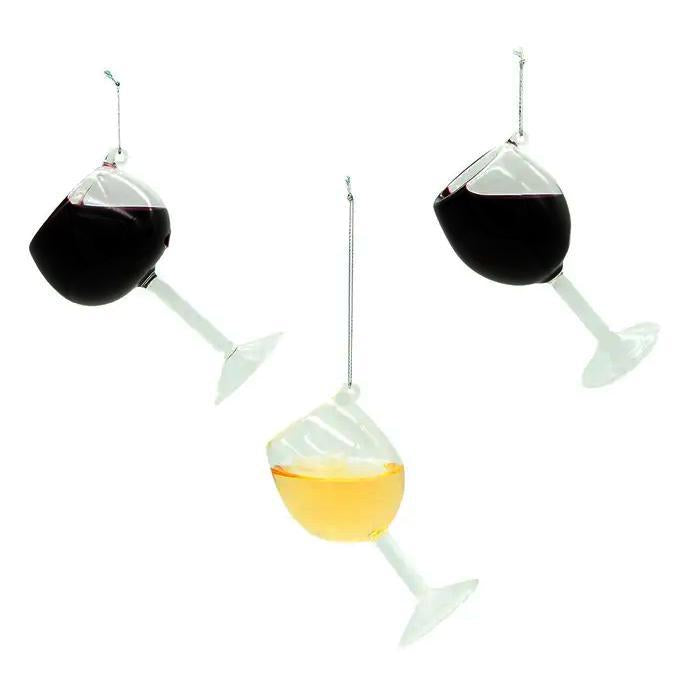 Glass Wine Glass Ornaments - Festive Home Decor, 4-Inch
