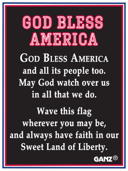 Text sign with 'God Bless America' and patriotic message on a black background