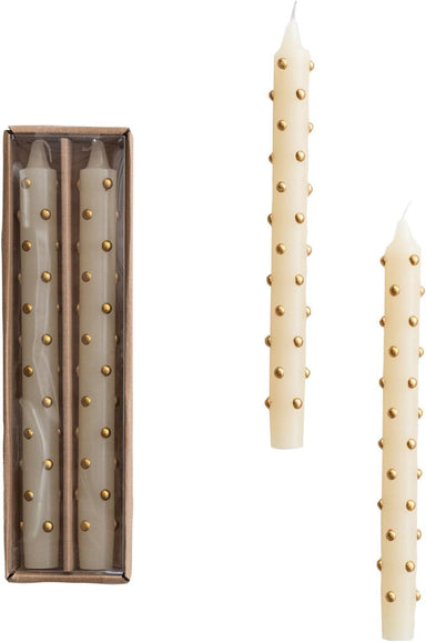Gold 3D Dot Taper Candles – Unscented Set of 2