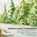 Watercolor illustration of a forest scene with text about paper quality.