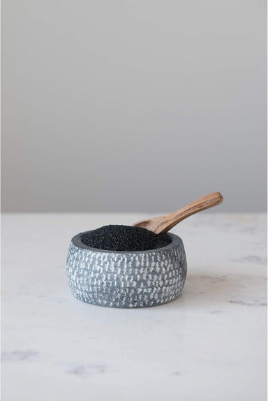 Granite Bowl & Carved Wood Spoon Set – Rustic Kitchen Duo