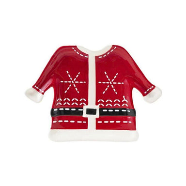 Hand-Painted Santa Coat Ceramic Plate – Festive Holiday Decor