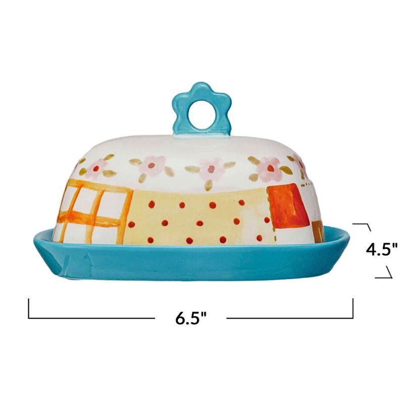 Hand-Painted Stoneware Butter Dish | Happy House Collection