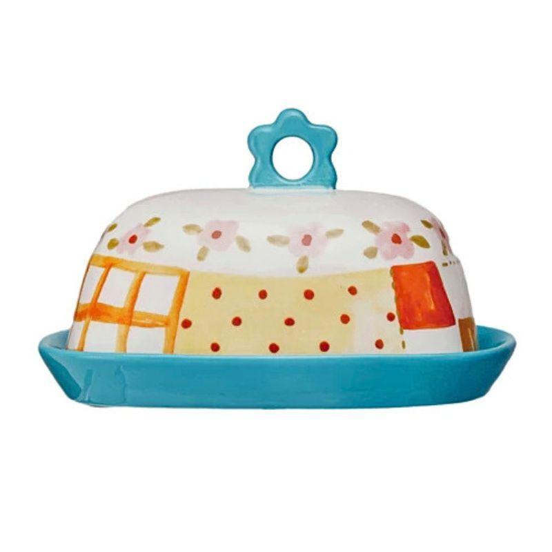 Hand-Painted Stoneware Butter Dish | Happy House Collection