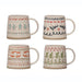 Hand-Stamped Holiday Stoneware Mug – 16oz, Assorted Designs