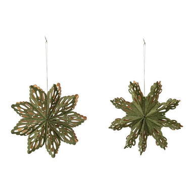 Handmade Green & Gold Paper Snowflake Ornament – Eco-Chic