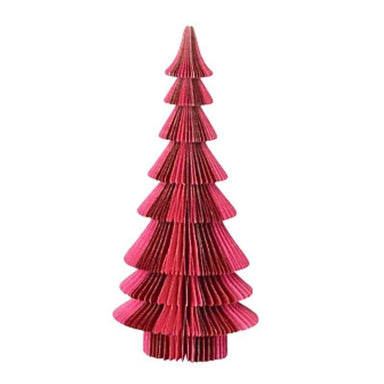 Handmade Recycled Paper Honeycomb Tree – Pink & Red, 12"H