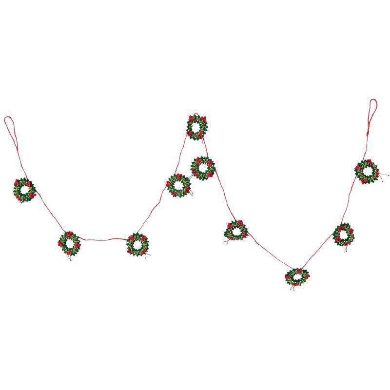 Handmade Wool Felt Holiday Wreaths Garland – Multicolor, 72"