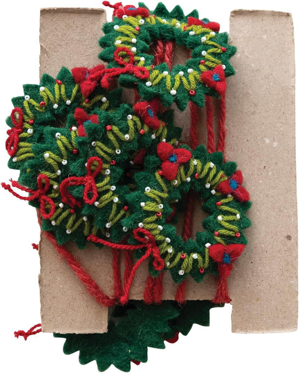 Handmade Wool Felt Holiday Wreaths Garland – Multicolor, 72"