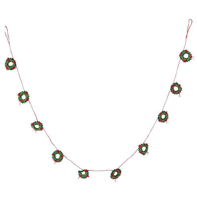 Handmade Wool Felt Holiday Wreaths Garland – Multicolor, 72"